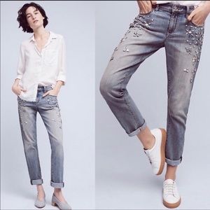 Pilcro (Anthropologie) Jeweled Boyfriend Jeans